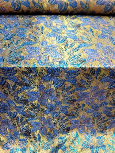 Green royal blue floral - royal,