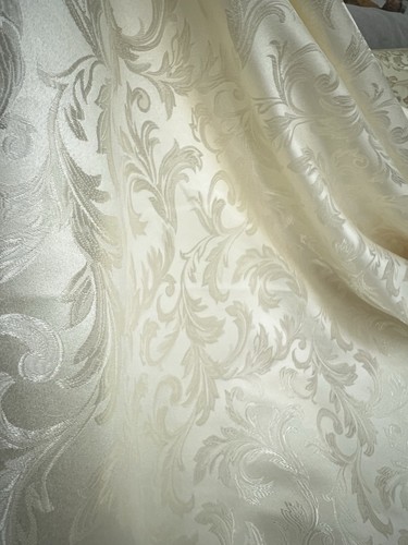 Ivory damask jacquard brocade - jacquard,